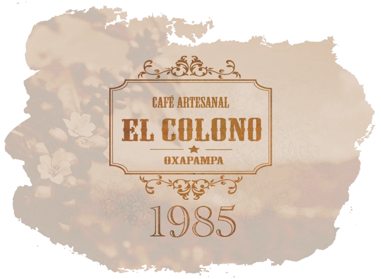 Sello de Café El Colono, café artesanal de Oxapampa desde 1985